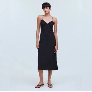 Madewell Layton Black Slip Midi Dress